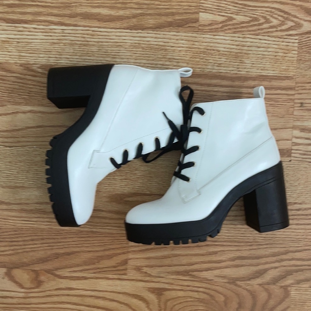 Forever 21 white and black grunge combat boots